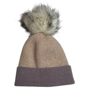 Anthropologie Alpaca Wool Cotton Blend Pom Pom Beanie Lavender Pink